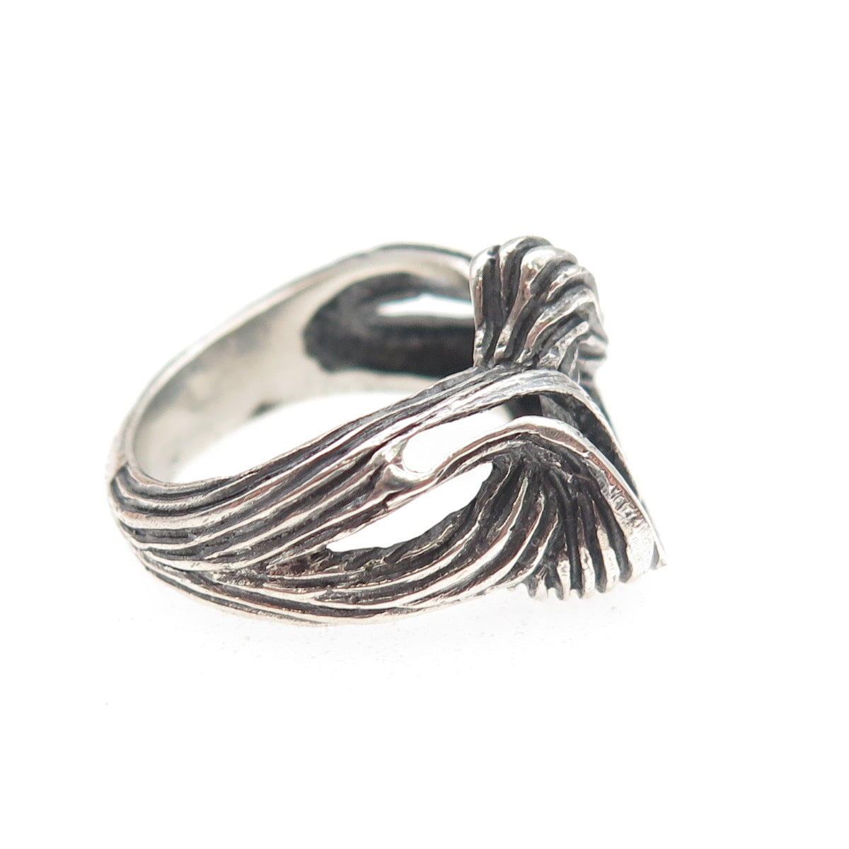 925 Sterling Silver Vintage MM Artisan Modernist Oxidized Ring Size 7
