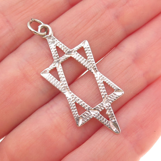 925 Sterling Silver Vintage Star of David Charm Pendant