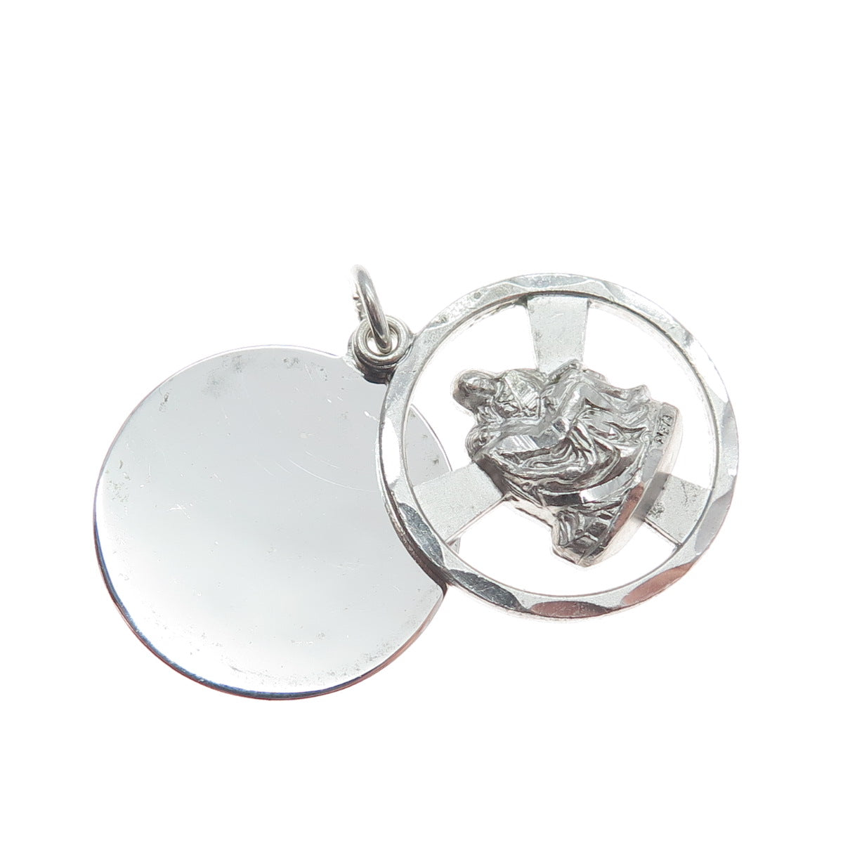 CATAMORE Sterling Silver Vintage NY World's Fair La Pieta Medal Charm Pendant