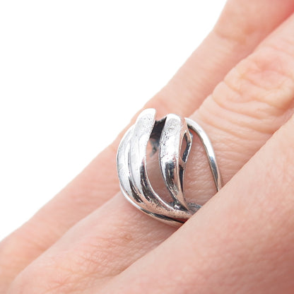 925 Sterling Silver Vintage Modernist Dome Oxidized Adjustable Ring Size 4.75