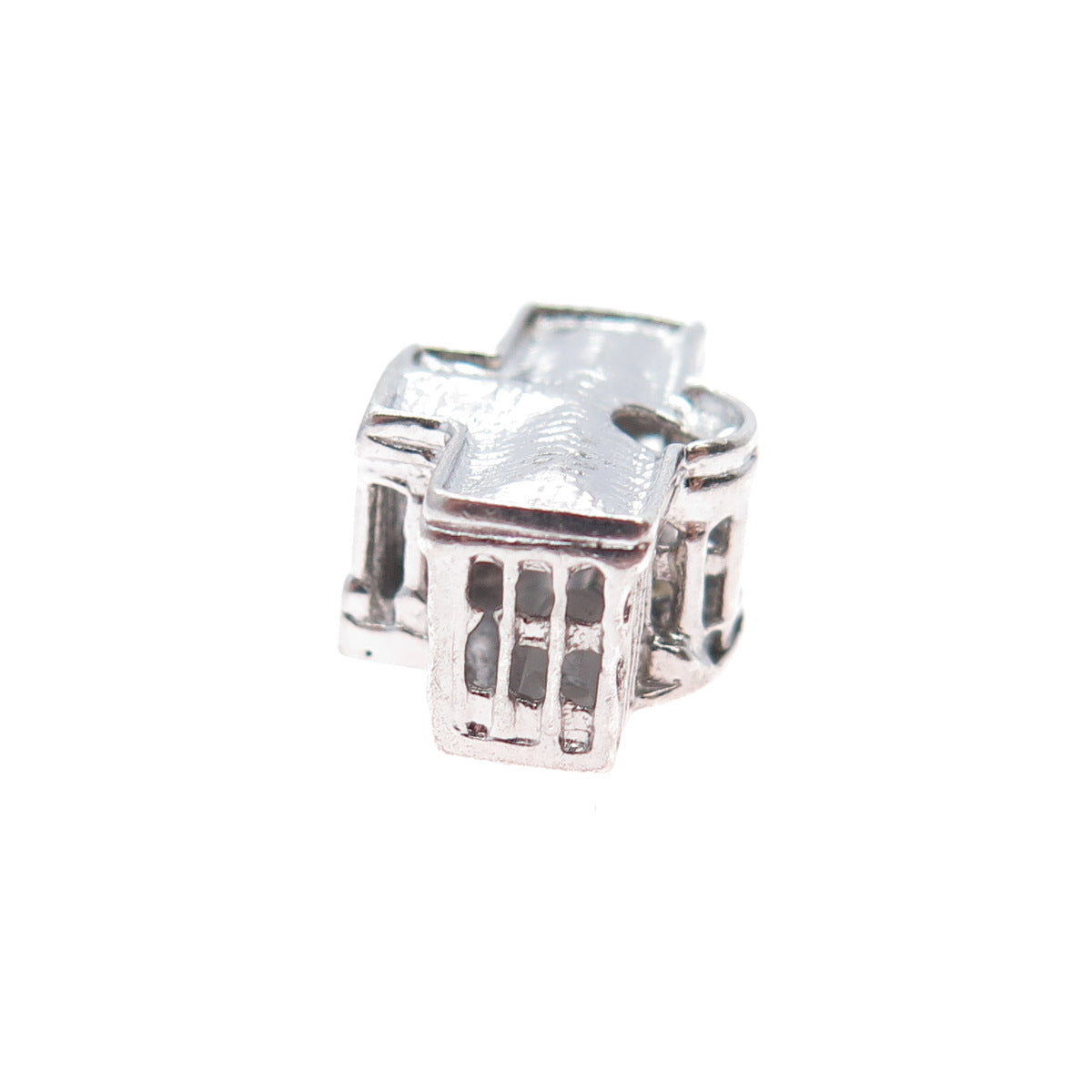 925 Sterling Silver Vintage The White House Stanhope Minimalist 3D Charm Pendant