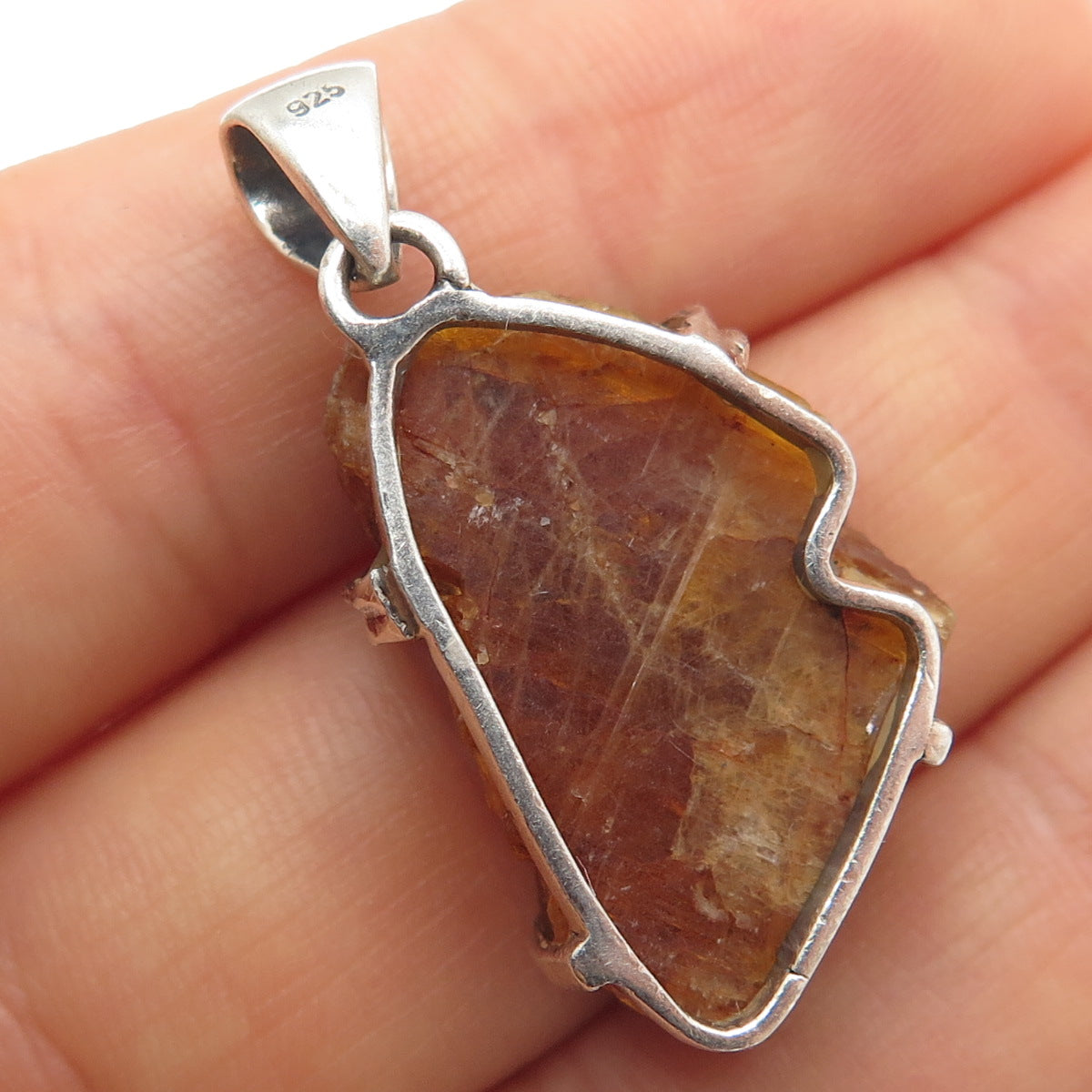 925 Sterling Silver Vintage Real Calcite & Peridot Evil's Eye Charm Pendant