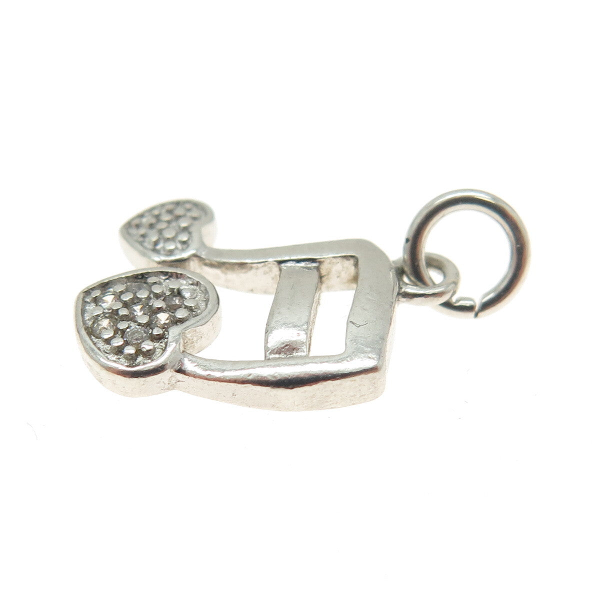 925 Sterling Silver Vintage Round-Cut C Z Eighth Note Minimalist Charm Pendant