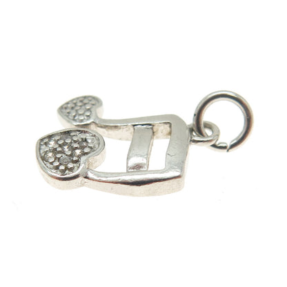 925 Sterling Silver Vintage Round-Cut C Z Eighth Note Minimalist Charm Pendant
