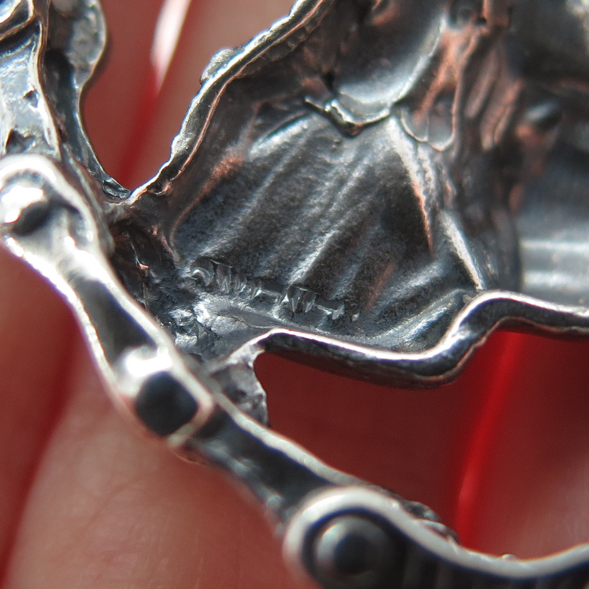 925 Sterling Silver Vintage Skull Biker Oxidized Pendant