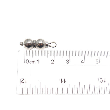 925 Sterling Silver Vintage Baby Beaded Rattle Minimalist 3D Charm Pendant