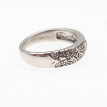Jane Seymour 925 Sterling Silver Real Round-Cut Diamond Band Ring Size 6