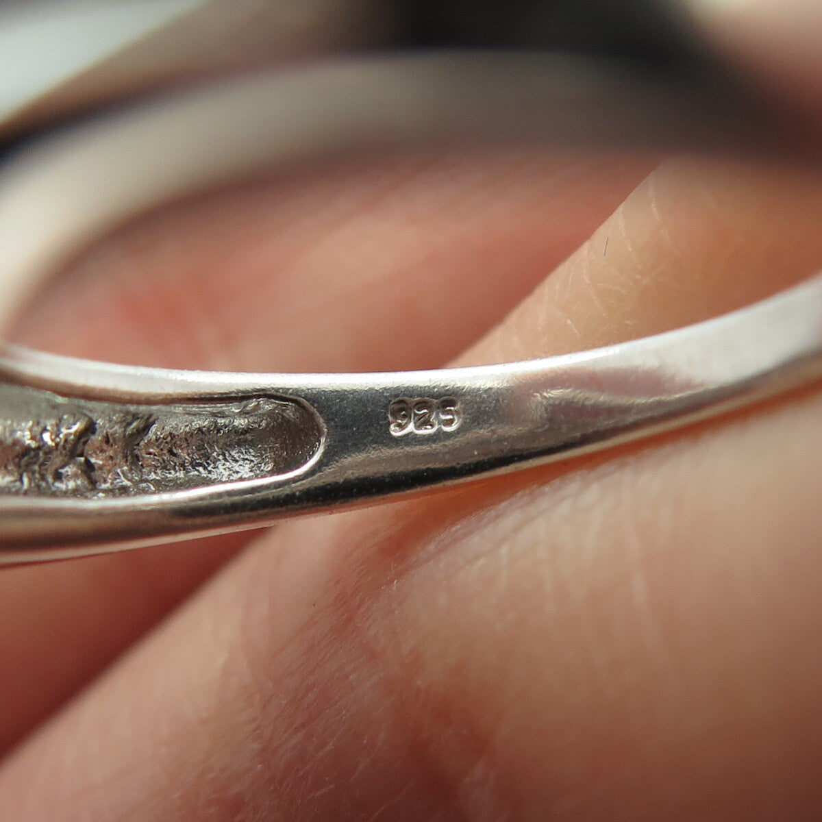 JANE SEYMOUR 925 Sterling Silver Real Blue & White Diamond Bypass Ring Size 6.5