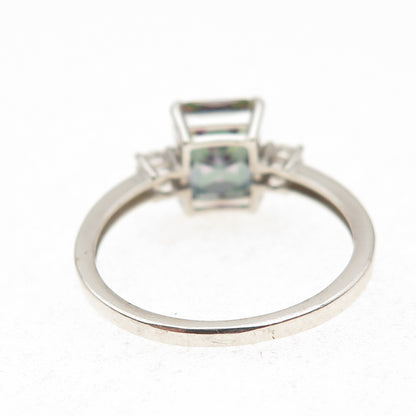 925 Sterling Silver Real Mystic Quartz & C Z Ring Size 10