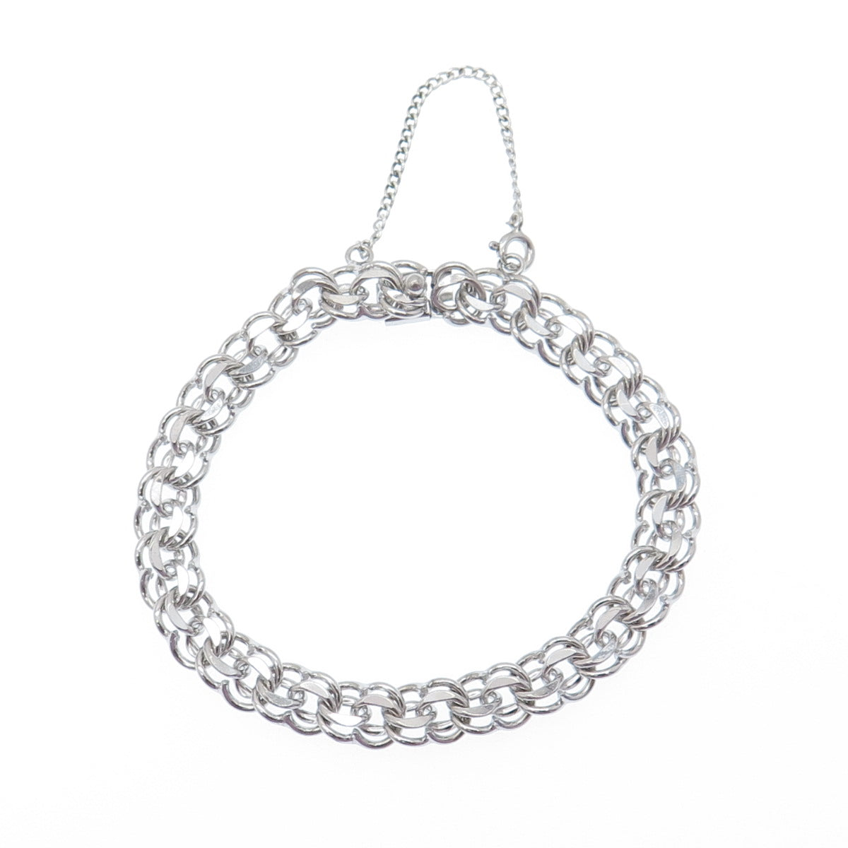 925 Sterling Silver Antique Bismark Link Bracelet 6.75"