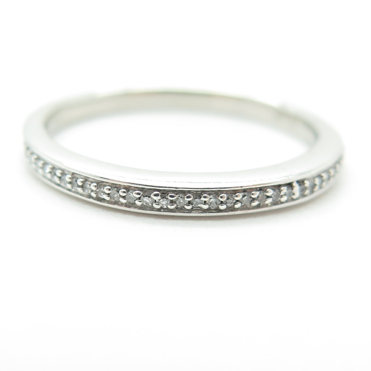 JANE SEYMOUR 925 Sterling Silver Real Round-Cut Diamond Stackable Ring Size 9