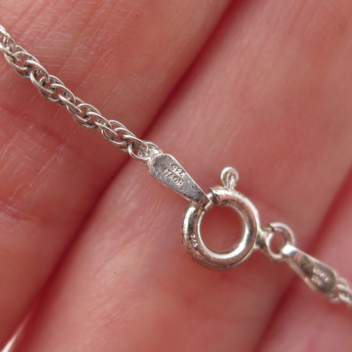 925 Sterling Silver Vintage Round-Cut C Z Singapore Chain Necklace 16"