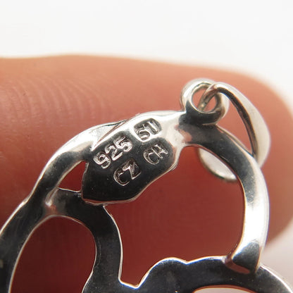 925 Sterling Silver C Z Double Heart Charm Pendant