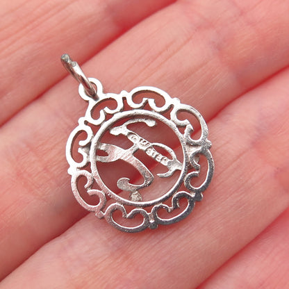 925 Sterling Silver Vintage Letter H Initial Ornate Mini Charm Pendant