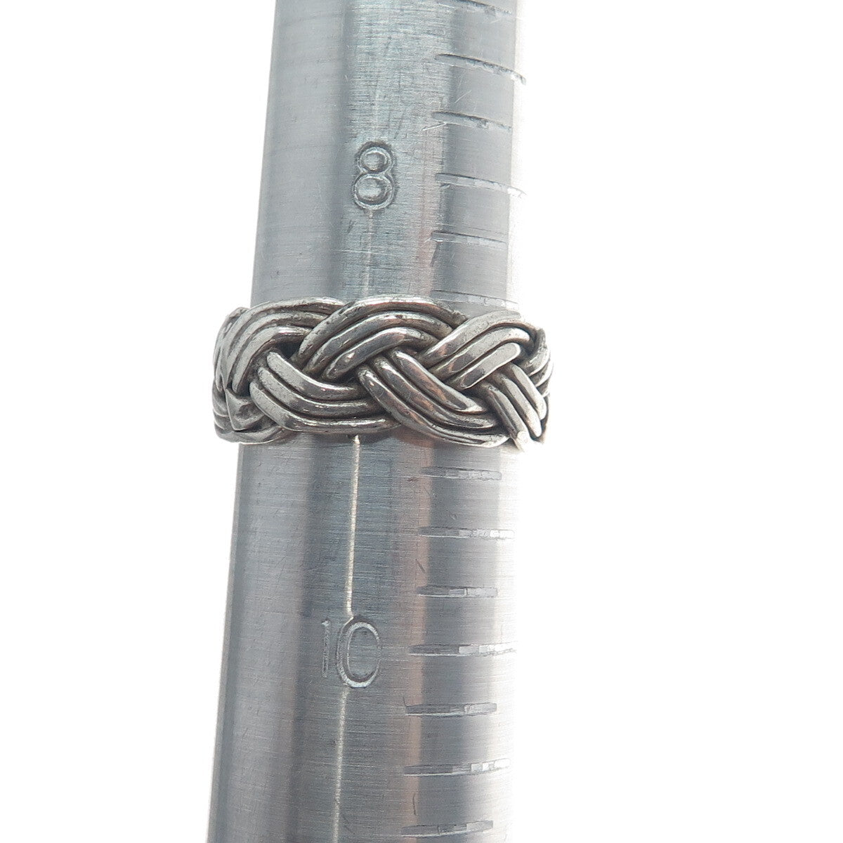 925 Sterling Silver Vintage Mexico Wicker Band Ring Size 9.25