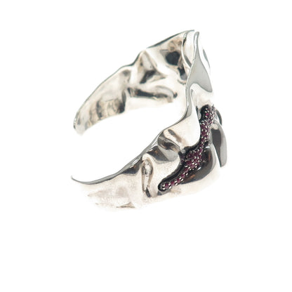 HAGIT GORALI Sterling Silver Vintage Ruby Modernist Adjustable Bracelet 6.75"