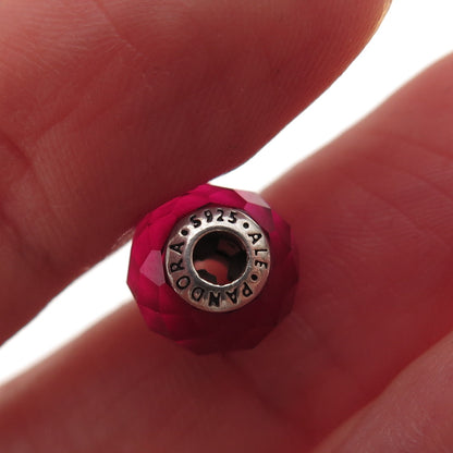 Pandora 925 Sterling Silver Pink Crystal Essence Happiness Slide Bead Charm