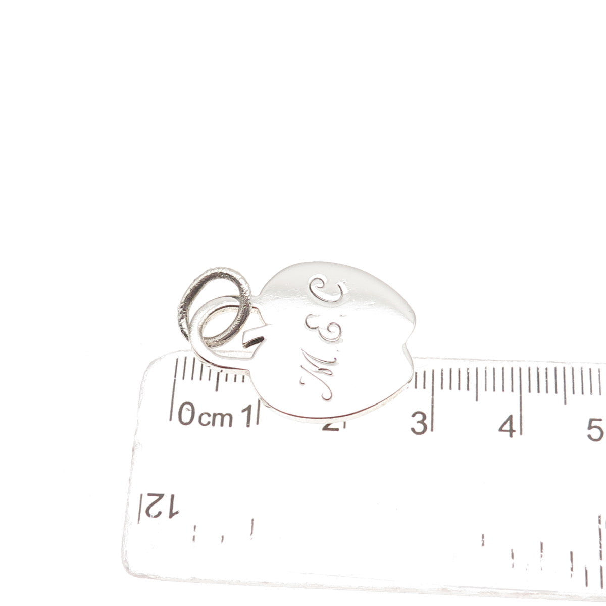 Tiffany & Co. 925 Sterling Silver Vintage Engraved MEC Apple Tag Charm Pendant