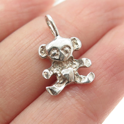 925 Sterling Silver Vintage Teddy Bear Pendant