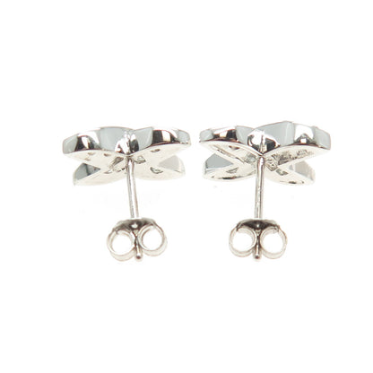 925 Sterling Silver Round-Cut C Z "X" Shape Earrings