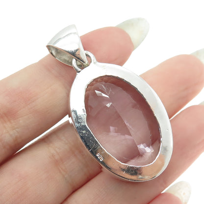 925 Sterling Silver Vintage Real Oval-Cut Amethyst Pendant