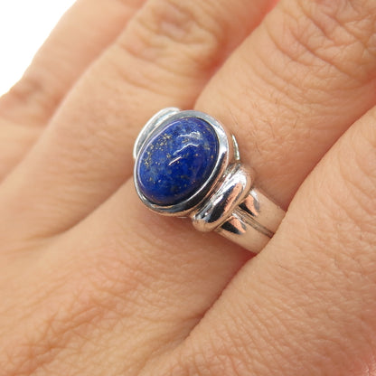 ROSS SIMONS 925 Sterling Silver Vintage Real Lapis Modernist Ring Size 7.25