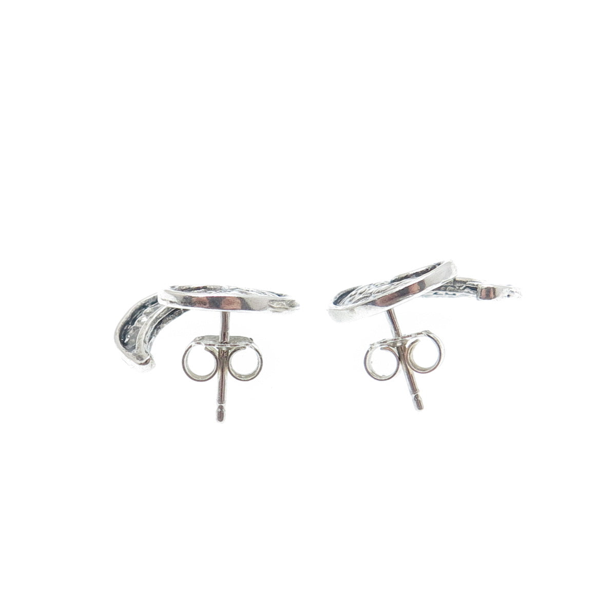 OR PAZ PZ 925 Sterling Silver Vintage Israel Floral Swirl Oxidized Earrings
