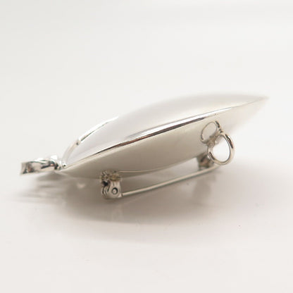 925 Sterling Silver Vintage Round Modernist Pin Brooch / Pendant
