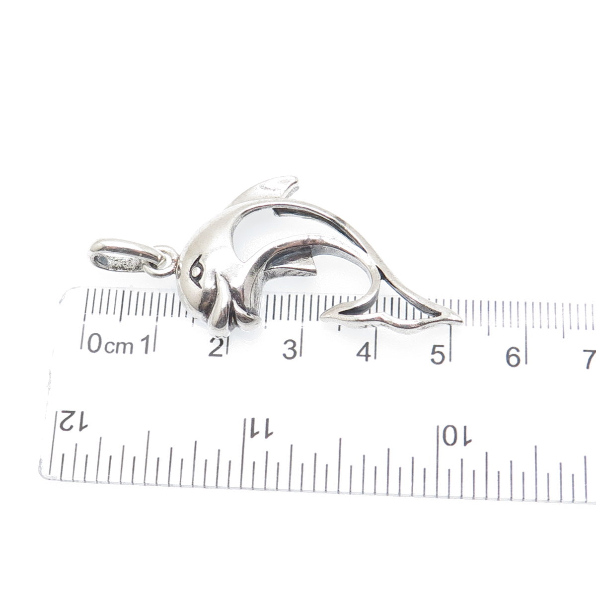 925 Sterling Silver Vintage Dolphin Oxidized Charm Pendant