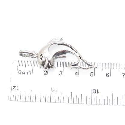 925 Sterling Silver Vintage Dolphin Oxidized Charm Pendant