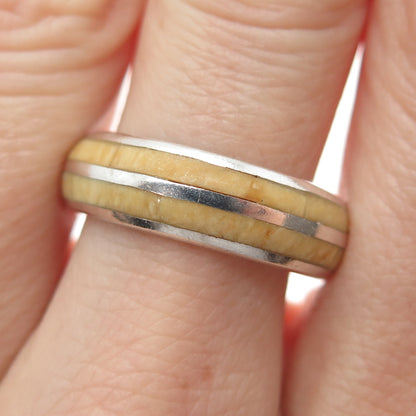 PB PAUL BRACKNA 925 Sterling Silver Vintage Modernist Band Ring Size 8.25