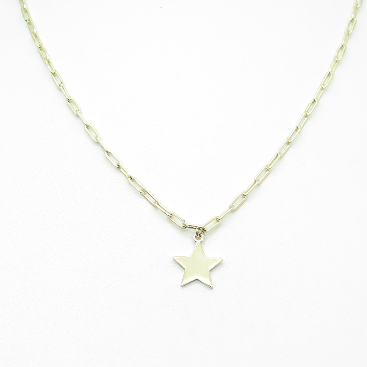 925 Sterling Silver Gold Plated Star Paperclip Chain Necklace 16-18"