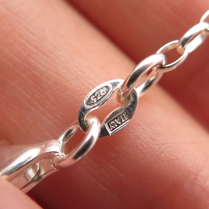 925 Sterling Silver Italy Station Bead & Cable Link Bracelet 7.25"