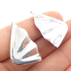 CIANI 925 Sterling Silver Vintage Modernist Wavy Clip On Earrings