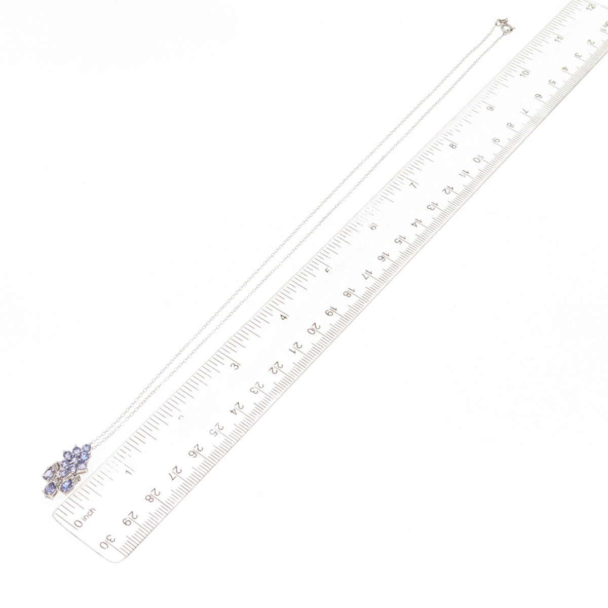 Chuck Clemency 925 Sterling Silver Real Tanzanite White Topaz Chain Necklace 20"