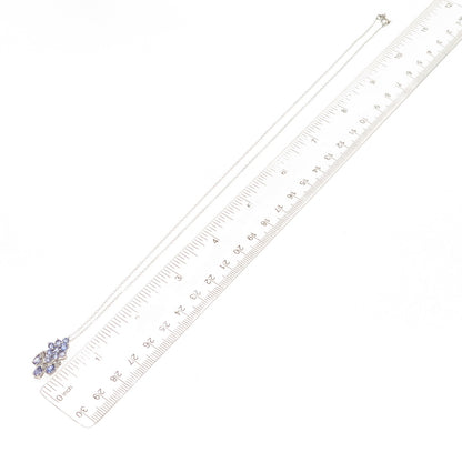 Chuck Clemency 925 Sterling Silver Real Tanzanite White Topaz Chain Necklace 20"