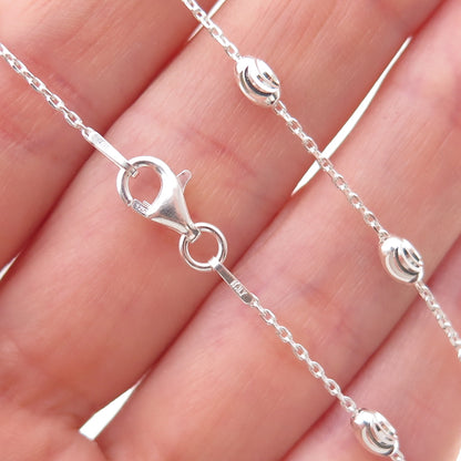 925 Sterling Silver Italy Beads By The Yard Cable Chain Necklace 24"
