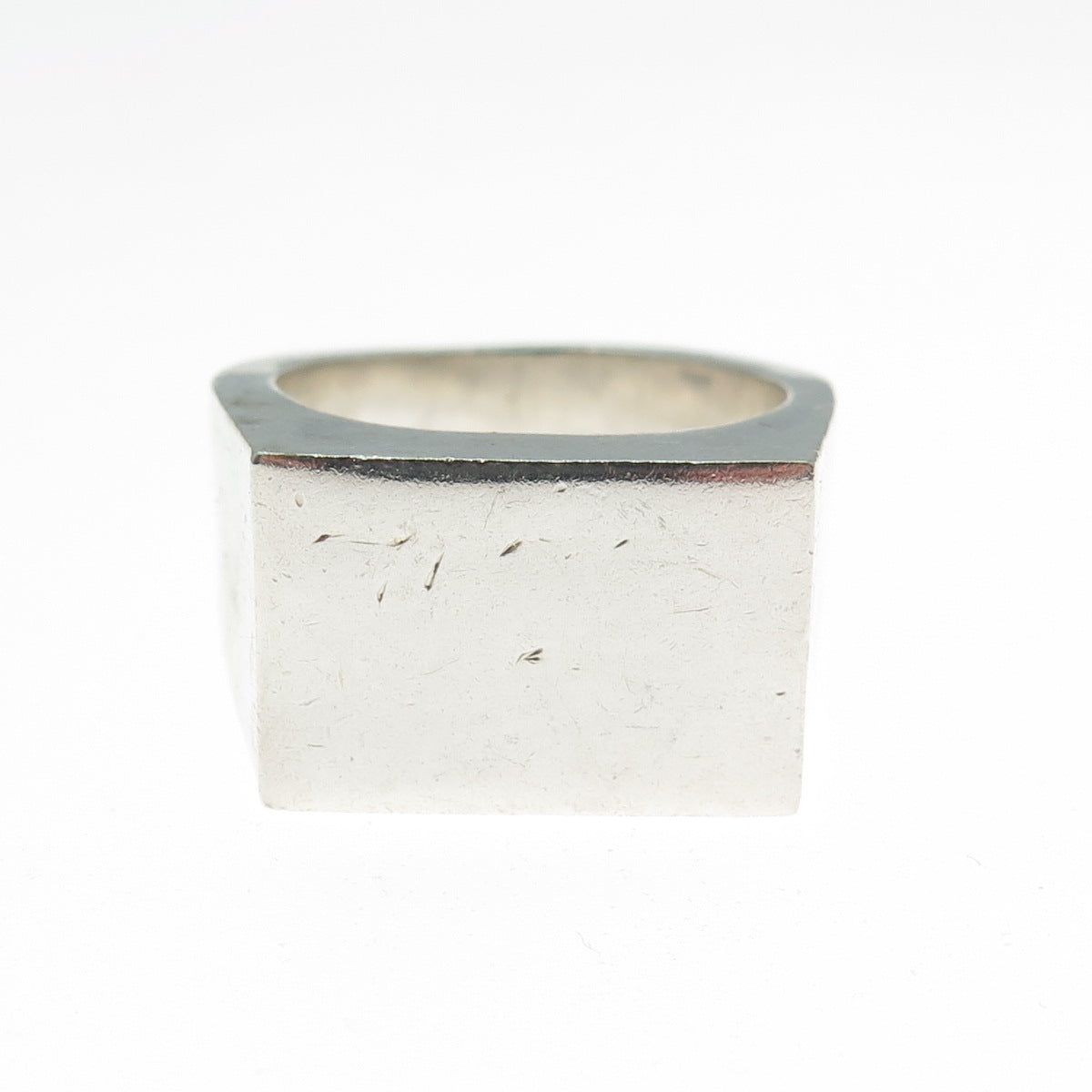 925 Sterling Silver Vintage CPM Birmingham Modernist Engraved Ring Size 8.5