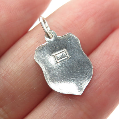 800 Silver Vintage Enamel Puerto de la Cruz Coat of Arms Minimalist Pendant