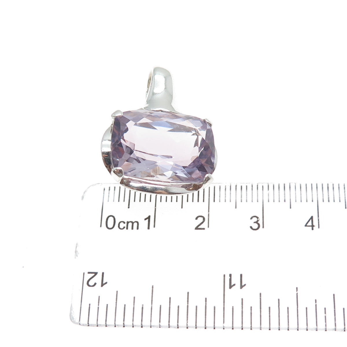 CNA PRANDA 925 Sterling Silver Vintage Real Cushion-Cut Amethyst Charm Pendant