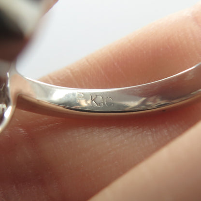 925 Sterling Silver White & Blue C Z Wide Ring Size 8
