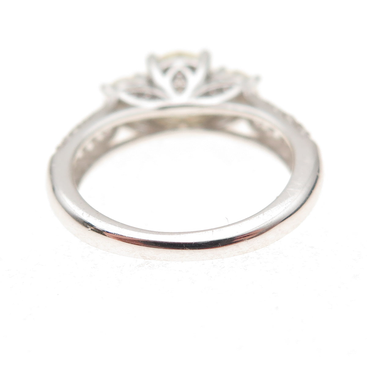925 Sterling Silver Real Round-Cut White Topaz & C Z Engagement Ring Size 5