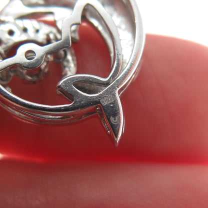 925 Sterling Silver Round-Cut Shaped C Z Friendly Dolphin Slide Pendant