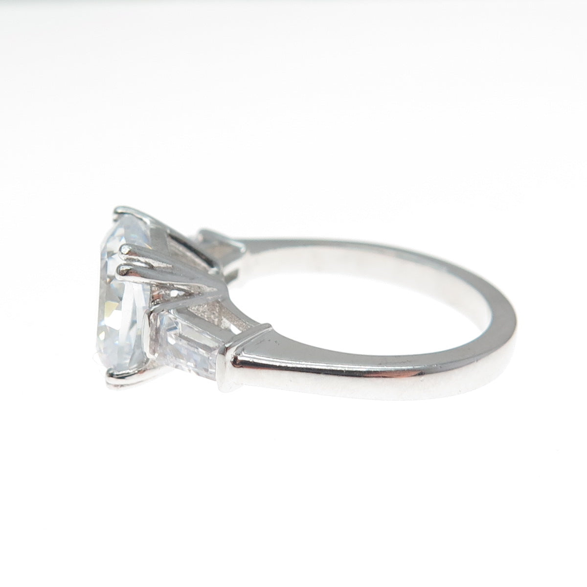 DSMK 925 Sterling Cushion & Tapered Baguette-Cut C Z Engagement Ring Size 6.25