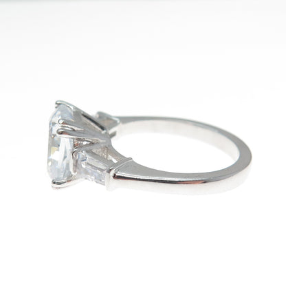 DSMK 925 Sterling Cushion & Tapered Baguette-Cut C Z Engagement Ring Size 6.25