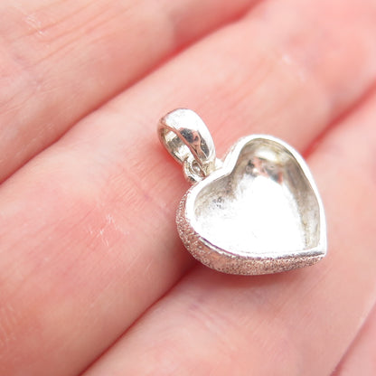 925 Sterling Silver Vintage Textured Heart Minimalist Charm Pendant