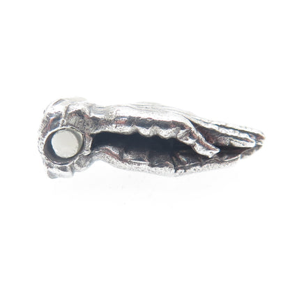 HAYWARD 925 Sterling Antique Stanhope Prayer Hands Oxidized Minimalist Pendant