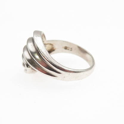 925 Sterling Silver Vintage Modernist Oxidized Ring Size 6