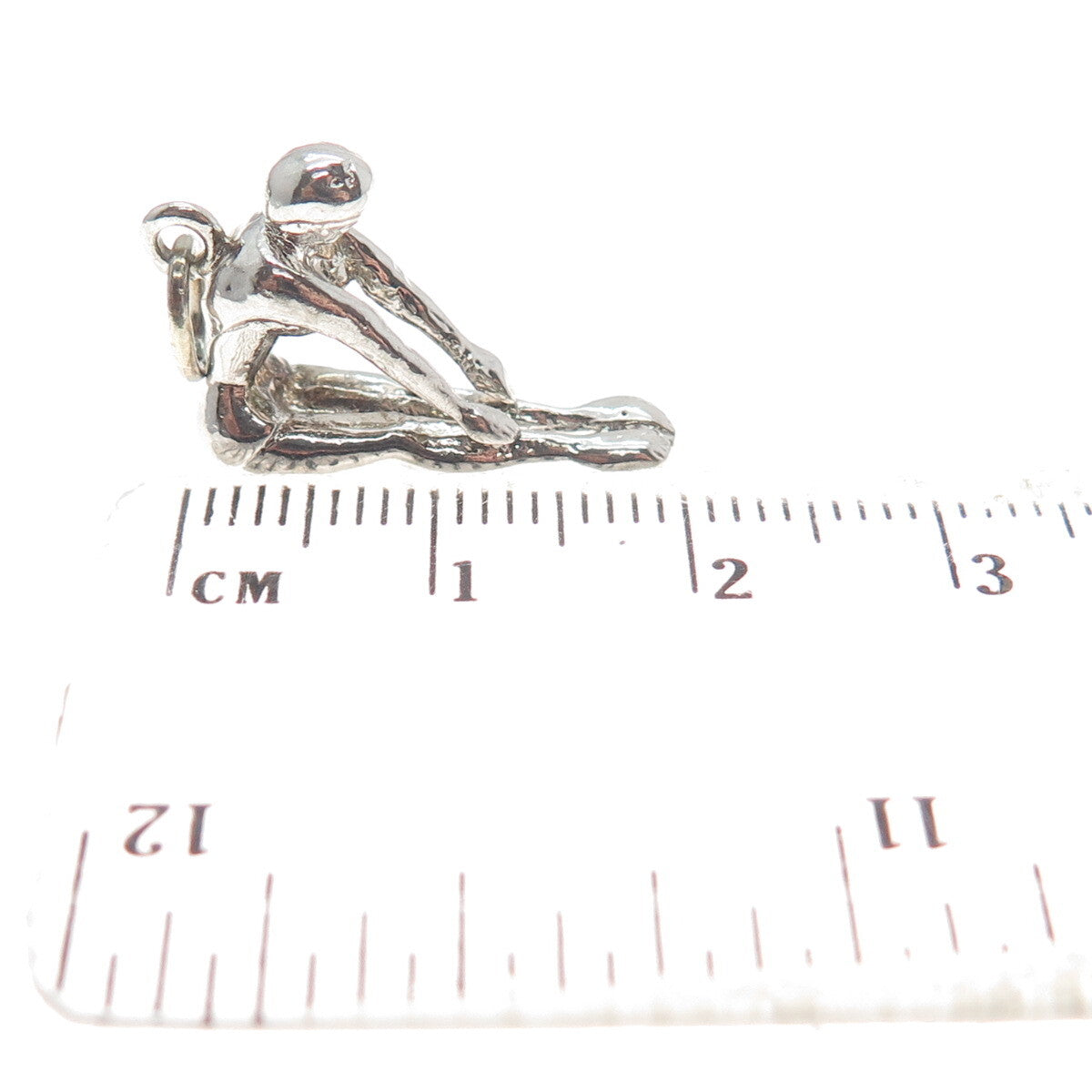 SPENCER 925 Sterling Silver Antique Art Deco Diver Minimalist 3D Charm Pendant
