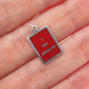 925 Sterling Silver Red Enamel I Find Attractive Minimalist Charm Pendant